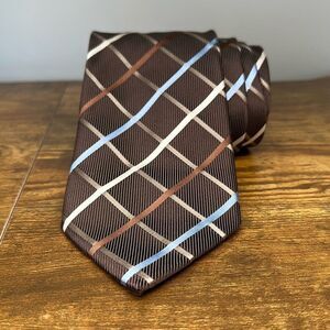 Donald J. Trump Brown Blue 100% Silk tie Necktie Signature Collection Hand Made